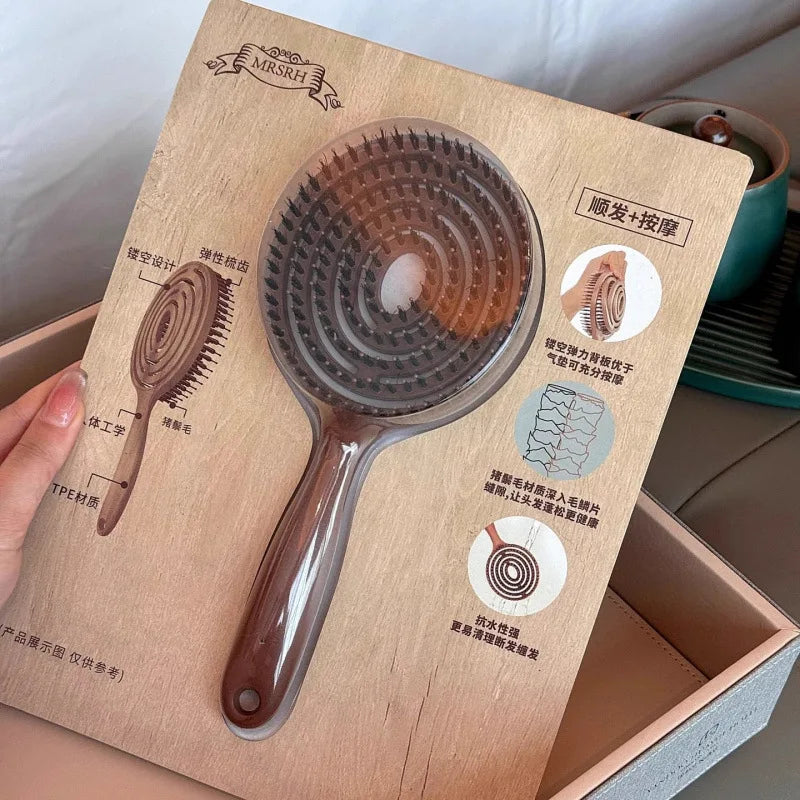 VelvetSmooth Boar Bristle Detangling Brush – Frizz-Free Shine for All Hair Types