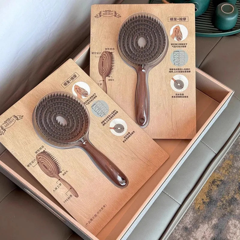 VelvetSmooth Boar Bristle Detangling Brush – Frizz-Free Shine for All Hair Types