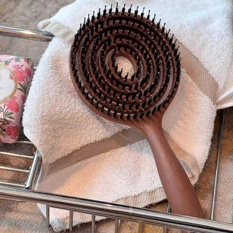 VelvetSmooth Boar Bristle Detangling Brush – Frizz-Free Shine for All Hair Types
