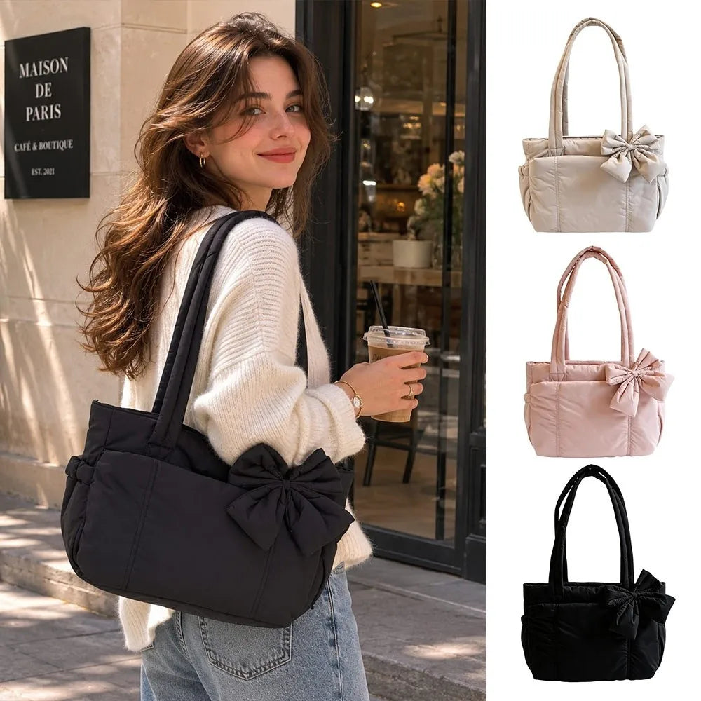 Chic Bow Tote Bag – Large Capacity Everyday Handbag for Women