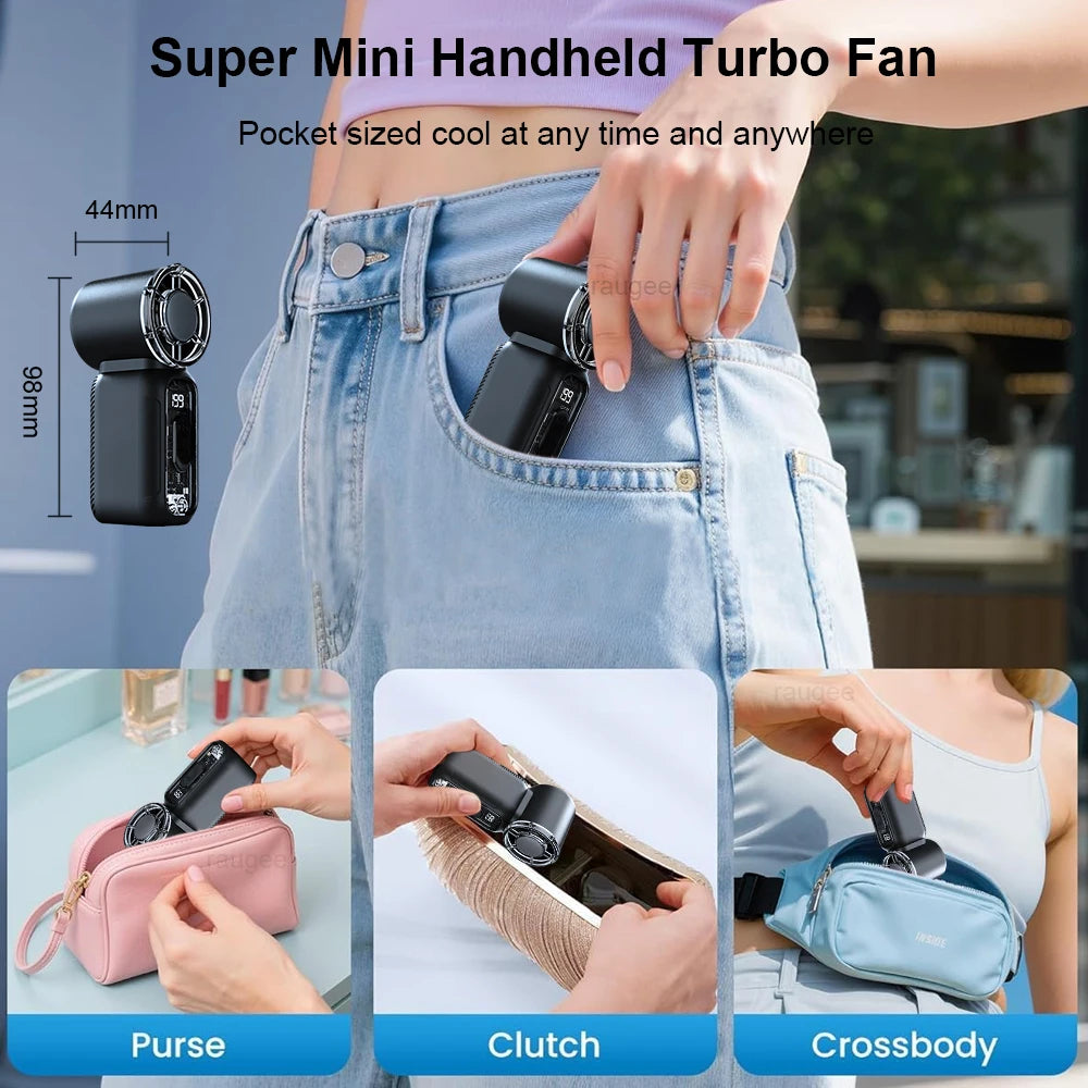 TurboJet Mini Handheld Fan – Rechargeable Portable Cooling Fan